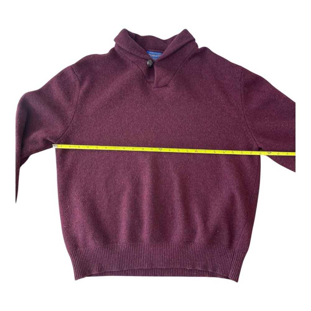Pendleton Shawl Collar Sweater Mens Burgundy Lambswool Pullover Fisherman XL - Picture 5 of 12